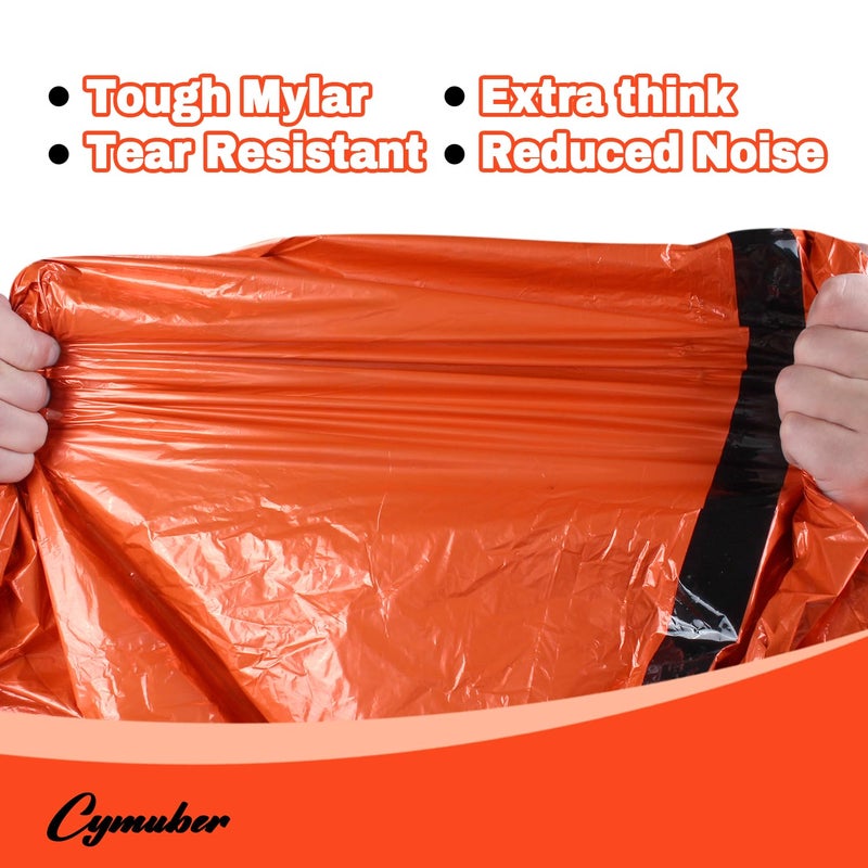 Cymuber Emergency Sleeping Bag Survival Bag  Cymuber Portable Waterproof Thermal Bivy Sacks Tac Bivvy Bags Camping Mylar Sleeping Bag Survival Gear Emergency Blankets Survival Shelter - Image 4